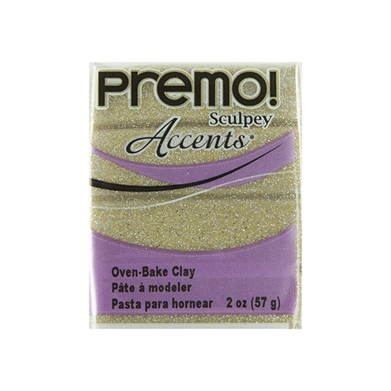 Premo Accent Sculpey Polymer Clay - Yellow Gold Glitter 2 oz Block