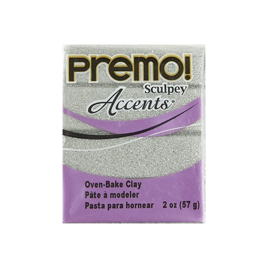 Premo Accent Sculpey Polymer Clay - White Gold Glitter 2 oz block