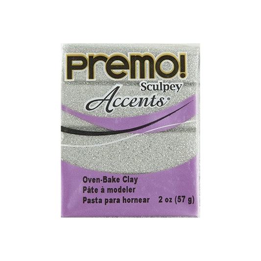 Premo Accent Sculpey Polymer Clay - White Gold Glitter 2 oz block