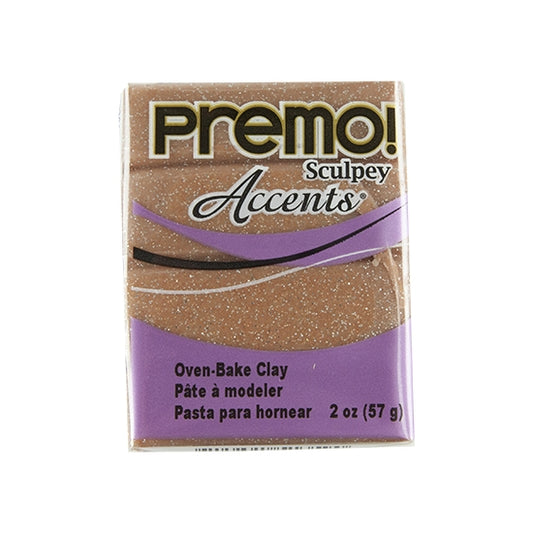 Premo Accent Sculpey Polymer Clay - Rose Gold Glitter 2 oz Block