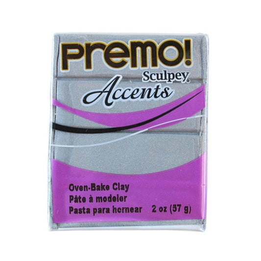 Premo Accent Sculpey® Polymer Clay - Silver 2 oz block