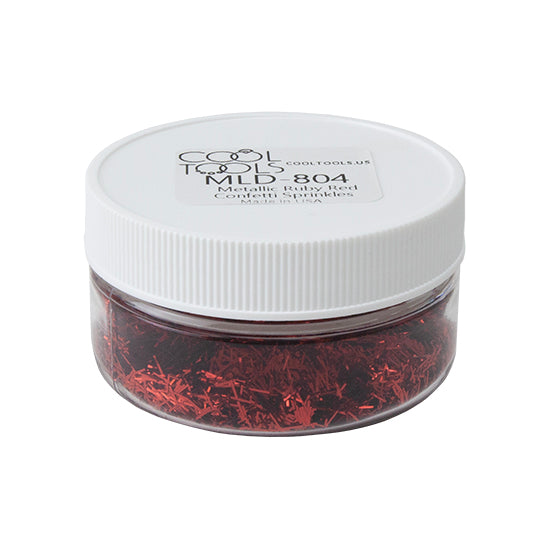 jar of Metallic Ruby Red Confetti Sprinkles