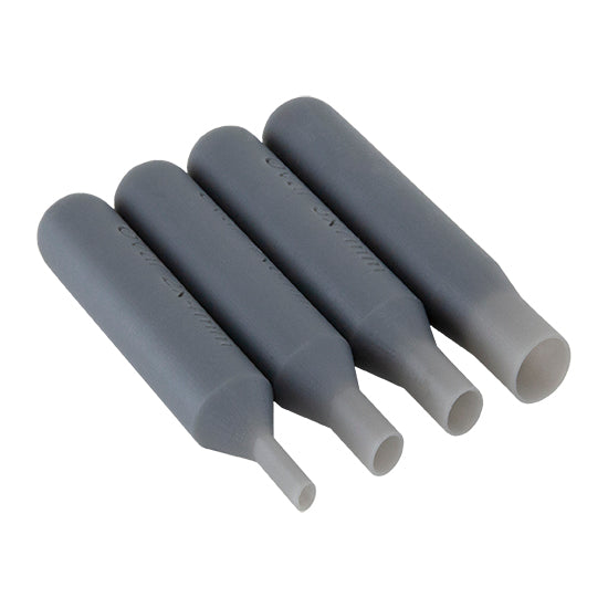 set of 4 gray plastic Stone Setting Punch - Oval Set stones the easy way! Perfect for metal clay and polymer clay. Each Stone Setting Punch is perfectly calibrated for setting a specific sized stone in clay. Don't waste the punchings, save for a project and use as embellishments. Punch is 2-3/8" long.