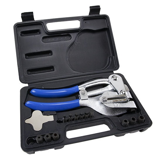 Pliers - Power Punch for Metal The EuroPower Punch Plier packs a big punch. Let the tool do all the work with the specially designed compound action and hardened cutting dies. Punch through thick metal with ease. Rated for up to 16 gauge. Lightweight carrying case with handle.