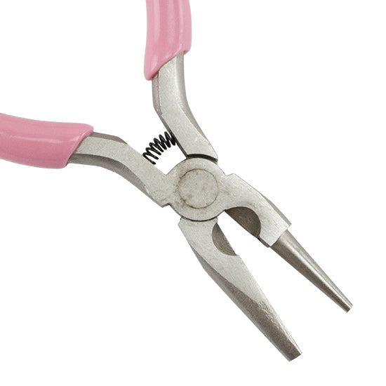 Carbon Steel Jewelry Pliers - Wire Looping Concave and Round Nose with Cutter with pink grip