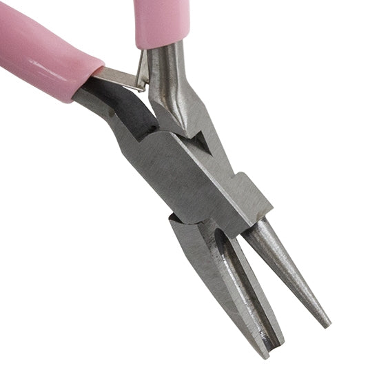 Carbon Steel Jewelry Pliers - Wire Looping Concave and Round Nose with pink grip