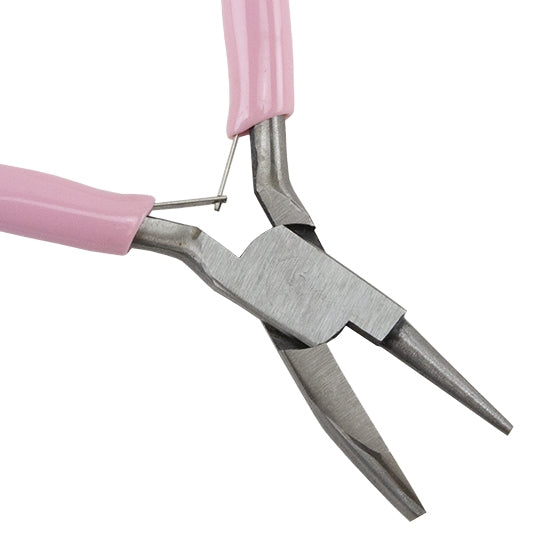 Carbon Steel Jewelry Pliers - Wire Looping Concave and Round Nose with pink grip