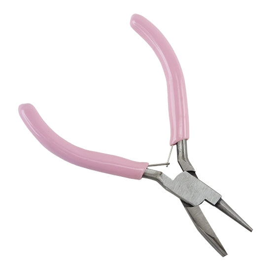 Carbon Steel Jewelry Pliers - Wire Looping Concave and Round Nose with pink grip