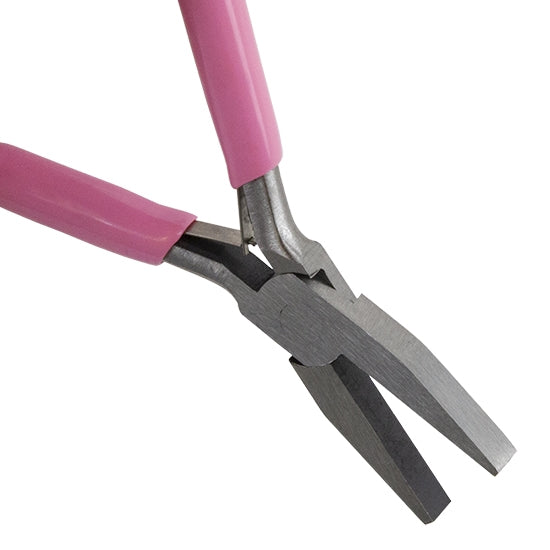 Carbon Steel Jewelry Pliers - Flat Nose with pink grip