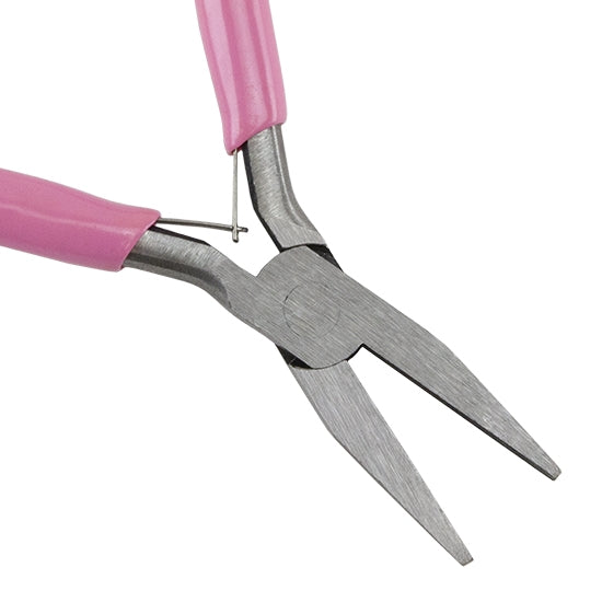 Carbon Steel Jewelry Pliers - Flat Nose with pink grip