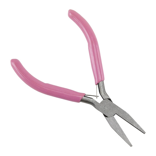 Carbon Steel Jewelry Pliers - Flat Nose with pink grip