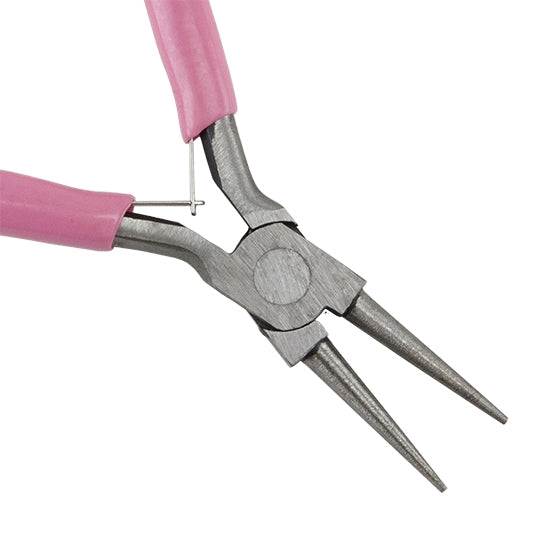 Carbon Steel Jewelry Pliers - Round Nose with pink grip