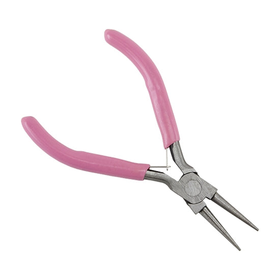 Carbon Steel Jewelry Pliers - Round Nose with pink grip