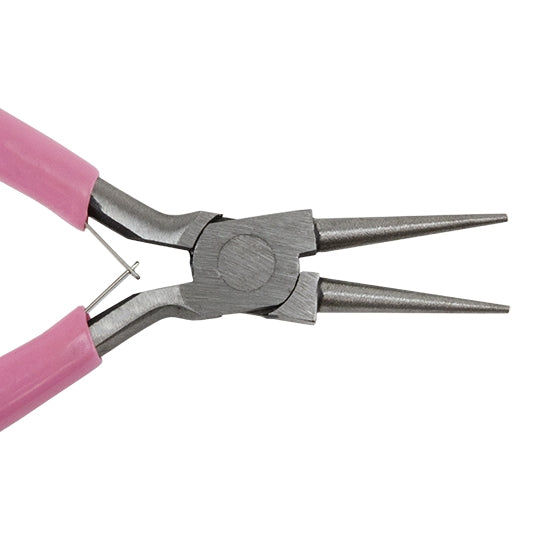 Carbon Steel Jewelry Pliers - Round Nose with pink grip