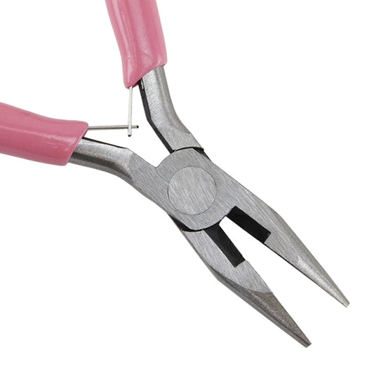 Carbon Steel Jewelry Pliers - Chain Nose with Cutter and pink grip