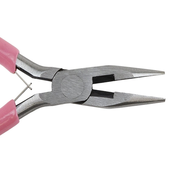 Carbon Steel Jewelry Pliers - Chain Nose with Cutter and pink grip