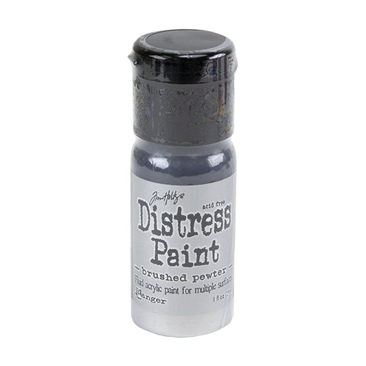 Bottle of Tim Holtz Distress® Paint - Brushed Pewter - 1oz