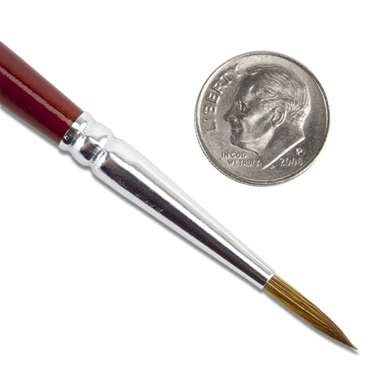 Red Sable Water/Paste Brush #5 with dime. Top quality red sable brush made with pure red sable for smooth application of water or paste. This size is perfect for applying paste to joints. Keep at least one in each size for each clay you use.