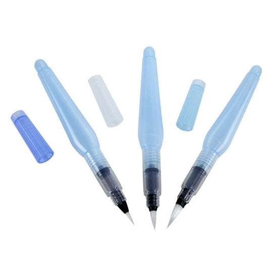 three Aquash™ Water Brush wth caps removed