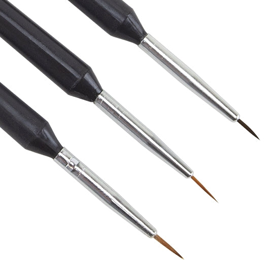 Fine Tip Brush - Set/3 with black plastic handles