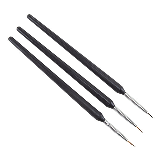 Fine Tip Brush - Set/3 with black plastic handles