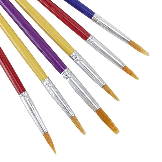 6 Economy Brushes This economical brush set can be used for almost anything; especially great for those messy jobs that might ruin your expensive brushes. Bright colored handles make these brushes easy to find on your bench.  Colors may vary.