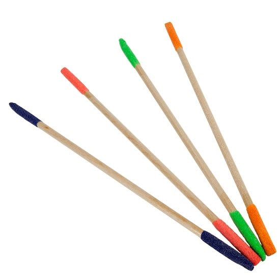 Sanding Sticks - Medium Grit - Set of 4 Use to refine dry clay, metal, wood, plastic, any small crevice. These handy tools make it easy and convenient to smooth your clay pieces while in the greenware state. The unique shapes allow access to small and difficult to reach spaces. Comes in assorted colors. Set of 4.