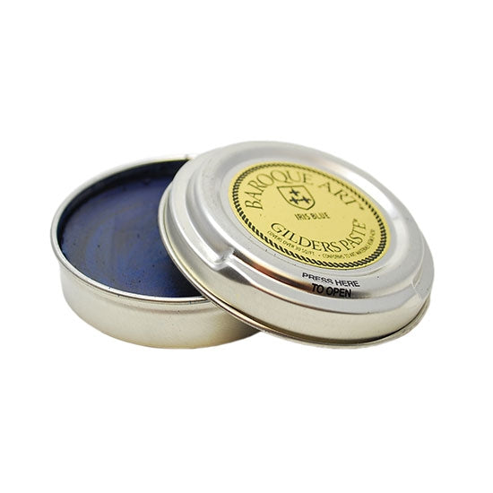 open tin of Gilders Paste - Iris Blue