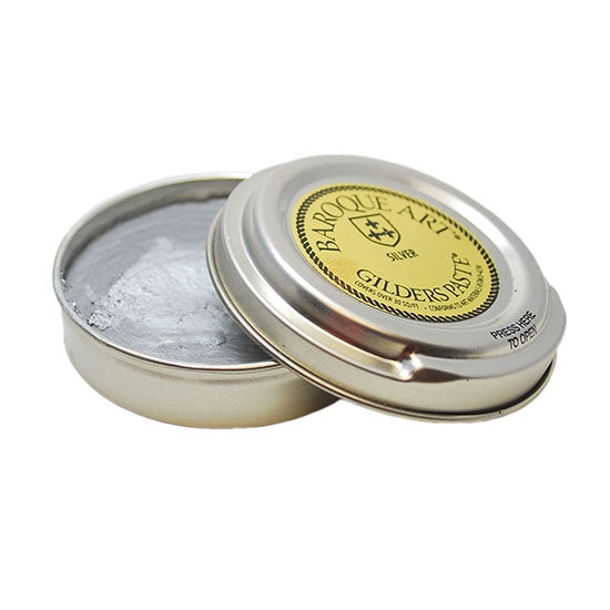 open tin of Gilders Paste - Silver