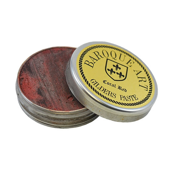 open tin of Gilders Paste - Coral Red