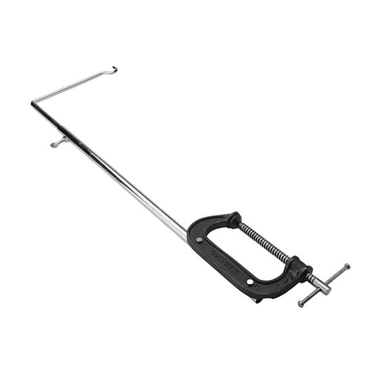 metal Flexible Shaft Hanger Clamp Mount Telescoping hangers will extend 42″ above your workbench. Height adjustments are made easily with the thumbscrew. Made with a solid mounting base or clamp and a 9″ swing arm. Bench clamp model