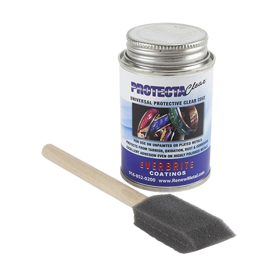 ProtectaClear - 4 oz A 4 oz. can of ProtectaClear Coating will protect about 25 square feet of metal. Can be used on copper, brass, jewelry, stainless steel, aluminum, wheels, door handles, grills, sinks, and more. ProtectaClear has an impermeable finish that provides outstanding protection against damage caused by corrosion, salt water, salt air, acid rain, pollution, mildew, bird droppings, bleach, etc. ProtectaClear also reduces maintenance and cleaning.