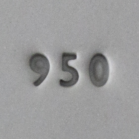 Quality Stamp for Wet Clay - .950 - 2mm 1-5/8" long .950 quality marking stamp for wet clay. A "quality mark" is the little number or letters that indicate what metal and purity is used in an item made of a precious metal. By law, this stamp can only be used to mark an item that is made from .950 Silver. impression in clay