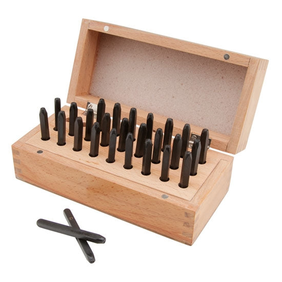 Lucida Calligraphy Set - Lower Case 2mm 26 letters from A to Z in lower  These letter stamps are used to impress letters directly into metal clay or to stamp directly into metal. Perfect for small area's. Box has magnetic closure.