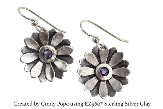 sterling silver earring by cindy pope using Paper Punch - Daisy 1"