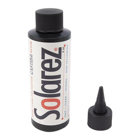 bottle of Solarez® Dual-Cure Polyester Casting Resin - 4 oz with tip