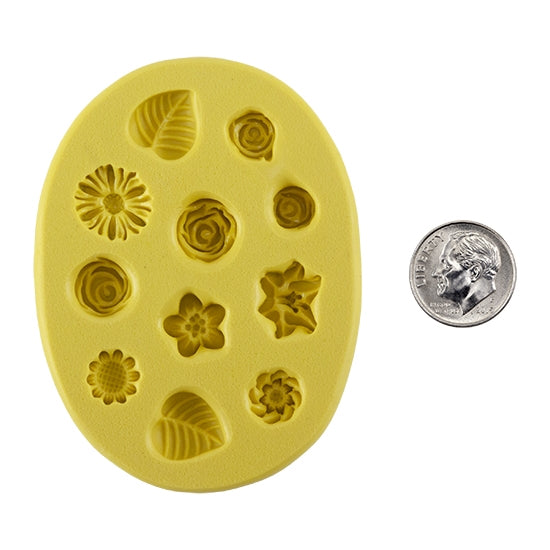 yellow Silicone Jewelry Mold for Resin - Blooms 1 with dime