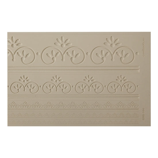 Rings & Bangles Texture - Grace. Rings & Bangles Textures are perfect for making multiple sizes of bangles or rings with delicate designs. Make matching pendants and earrings with the same tiles. Projects are only limited to your imagination. Tiles measure 9-1/8” x 6“. These textures are flexible, washable and can be used with any soft clay.