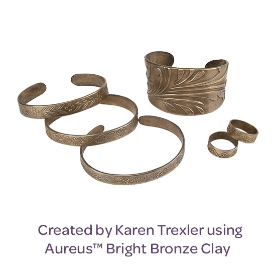 Rings & Bangles Texture - Grace pieces created by Karen Trexler using Aureus bright bronze clay