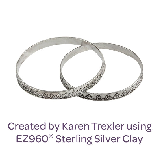 Rings & Bangles Texture pieces created by Karen Trexler using EZ960 Sterling silver clay