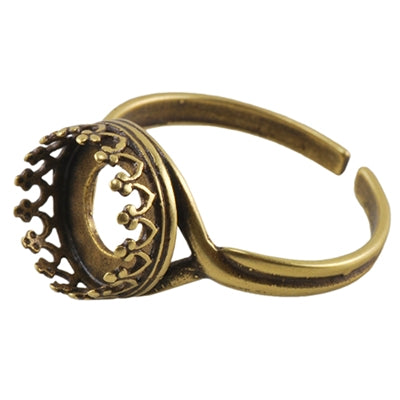 Antique Bronze Plate Gallery Setting Adjustable Ring - Round - Cool Tools