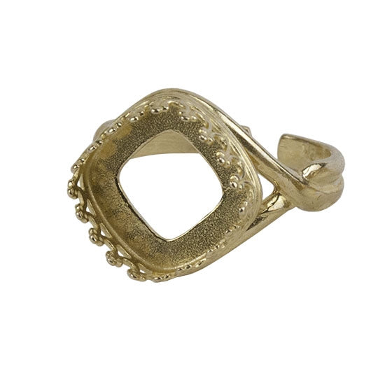 Brass Gallery Setting Adjustable Ring - Cushion