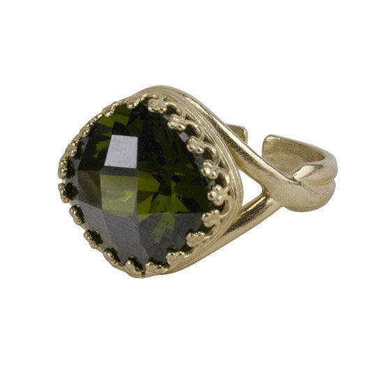 Brass Gallery Setting Adjustable Ring - Cushion