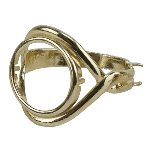 Brass Wrapped Gallery Setting Adjustable Ring - Round - 14mm Pkg 1