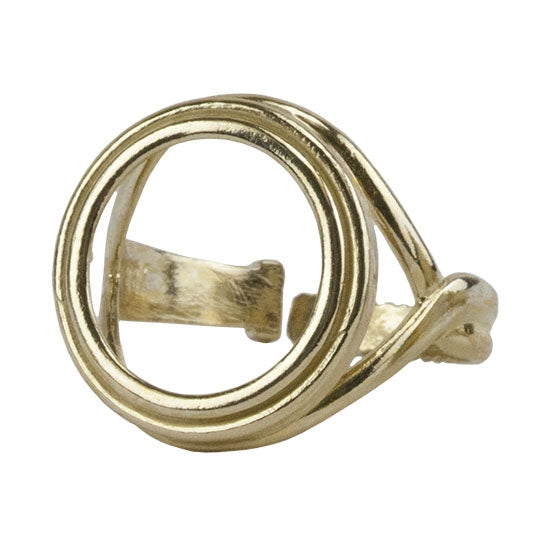 Brass Stepped Gallery Setting Adjustable Ring - Round - 15.5mm - Pkg 1