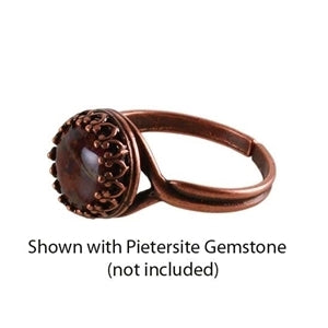 Antique Copper Plate Gallery Setting Adjustable Ring - Round - Cool Tools