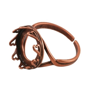 Antique Copper Plate Hearts Setting Adjustable Ring - Round - Cool Tools