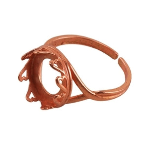 Copper Plate Hearts Setting Adjustable Ring - Round