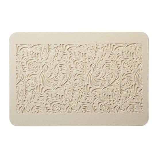 Rollable Texture Tile - Acanthas Embossed. Rollable Texture Tiles measure 4" x 5-1/2" overall and have a textured area of 2-3/8" x 4-7/8"; perfect for larger projects. Each texture has a shoulder that allows one of our Clay Thickness Rolling Frames to sit directly on the texture for rolling. Rollable Texture Tiles are flexible, washable and can be used with any soft clay. Spritz with CoolSlip or dust on Dry Powder Release for stick-free impressions when using metal clay and polymer clay.