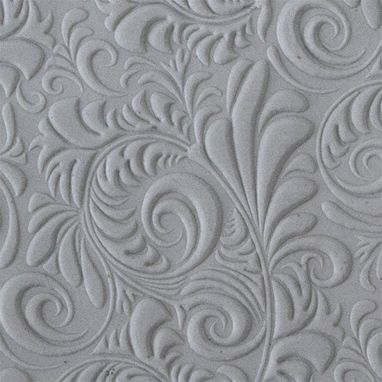 Rollable Texture Tile - Plume Embossed Sample rolled in clay 